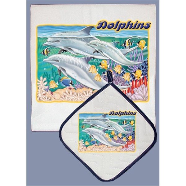 Pipsqueak Productions Dolphin Dish Towel And Pot Holder Set PI392911